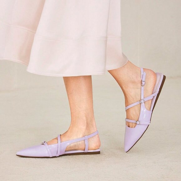 Lilac Purple Sexy Women's Pointed Toe Slingback Flat - Picture 2 of 7